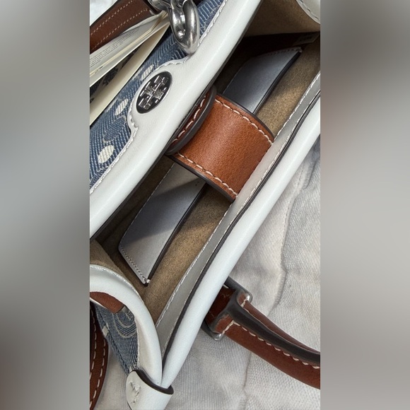 Tory Burch Mini T Monogram Denim Tote - Picture 10 of 10